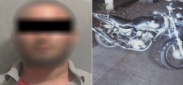 Lo detienen por ir en una motocicleta robada