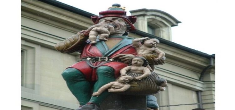 Estatua de “El ogro que come niños” en Suiza