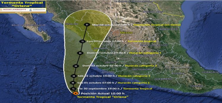 Pronostican que la tormenta tropical ‘Orlene’ se convertirá en huracán categoría 2