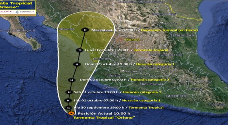 Pronostican que la tormenta tropical ‘Orlene’ se convertirá en huracán categoría 2