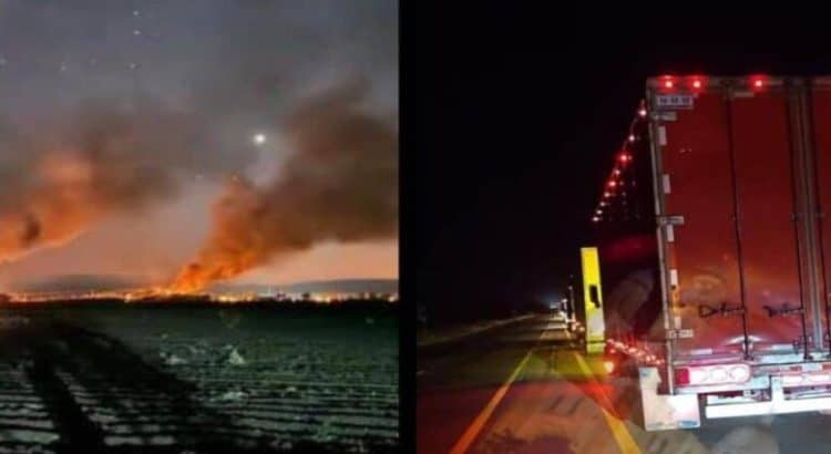 Bloquean la autopista Benito Juárez e incendian tráileres en el tramo Culiacán – Las Brisas