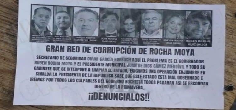Arrojan mensajes con imagen de Rubén Rocha; exigen operación enjambre Arrojan mensajes con imagen de Rubén Rocha; exigen operación enjambre
