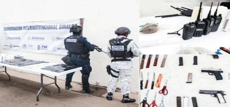 Incautan armas en el penal de Aguaruto en Culiacán