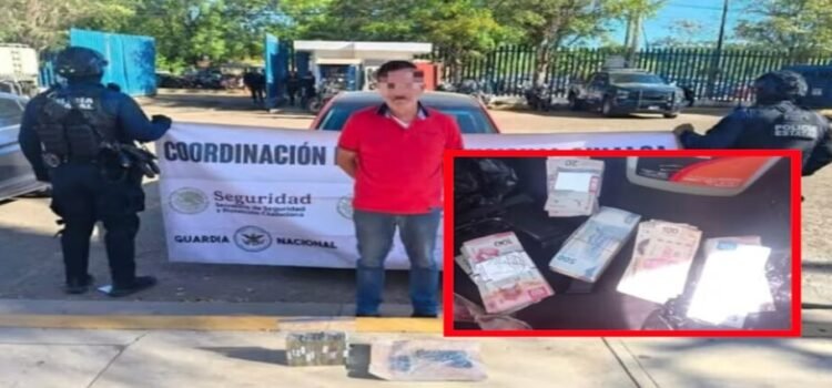 Detienen a civil armado en Culiacán y le aseguran fajos de billetes