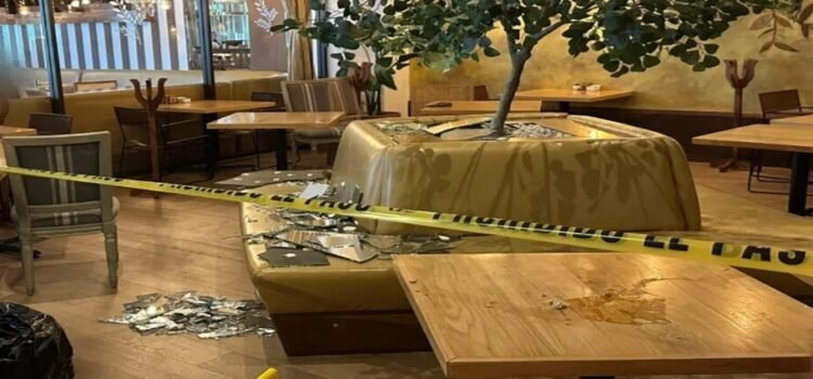 Desplome de techo de cristal en lujosa plaza comercial deja 3 heridos