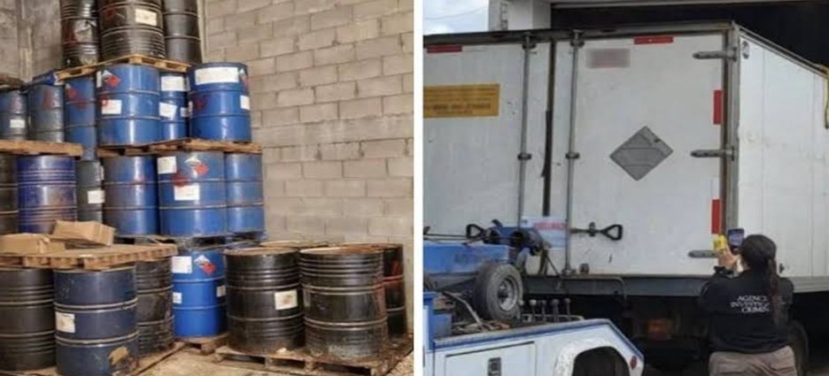 Aseguran metanfetamina y más de 17 toneladas de precursores químicos durante cateo en Culiacán